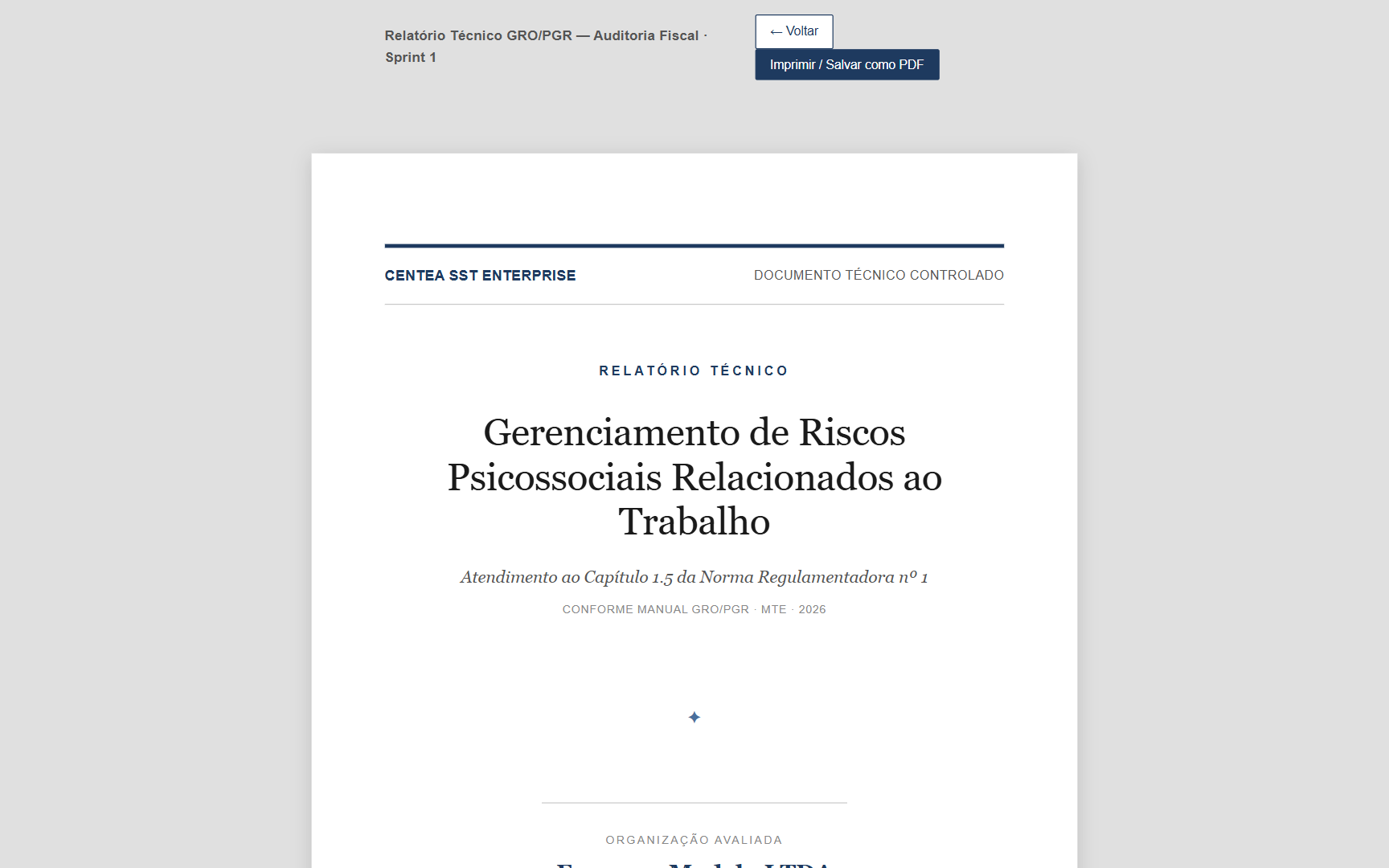 Tela 10 — Auditoria Fiscal: Psicossocial